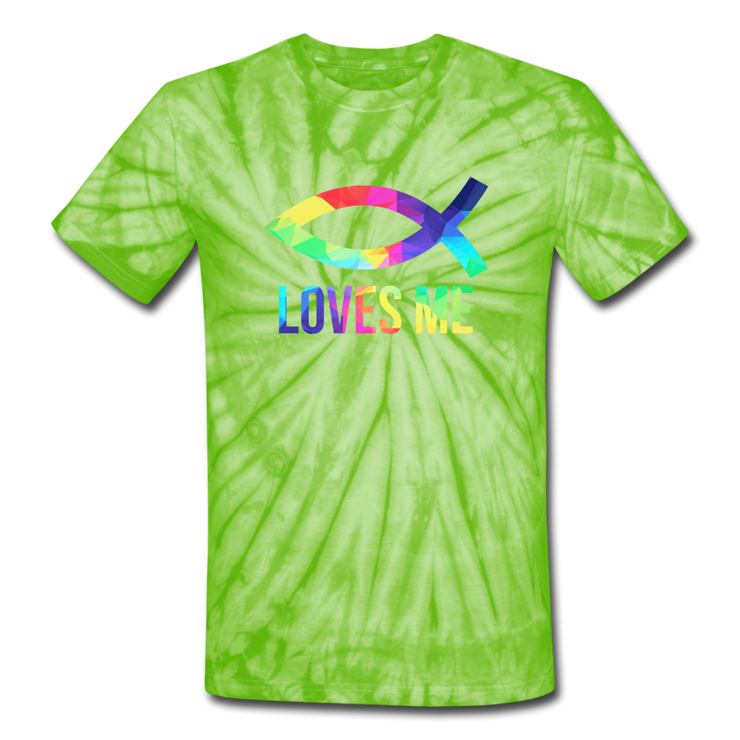 Unisex Tie Dye T-Shirt - spider lime green