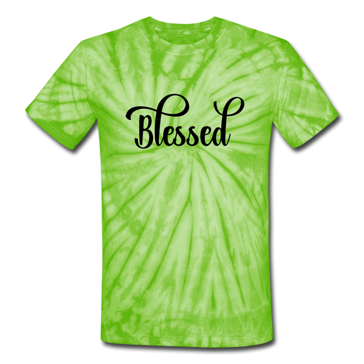 Blessed Tie Dye T-Shirt - spider lime green