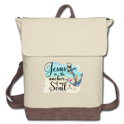 Jesus Is The Anchor To My Soul Canvas Backpack - ivory/brown