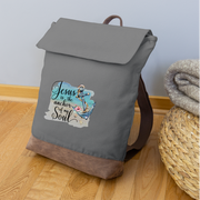 Jesus Is The Anchor To My Soul Canvas Backpack - gray/brown