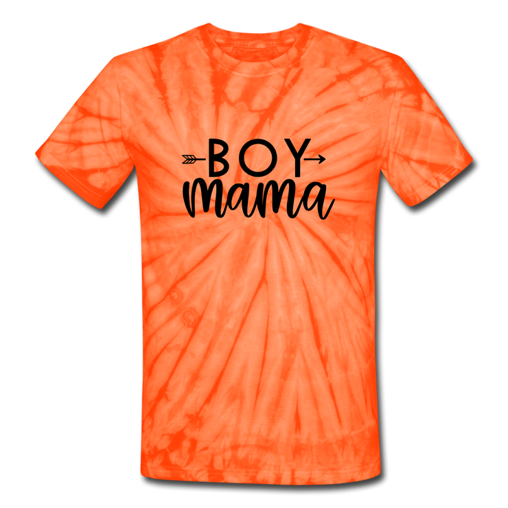 Boy Mama Green Tie Dye T-Shirt - spider orange