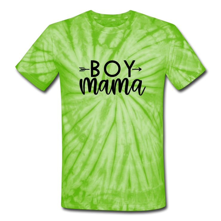 Boy Mama Green Tie Dye T-Shirt - spider lime green