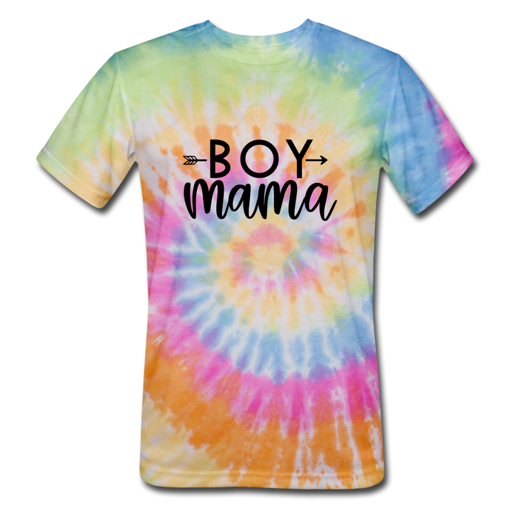 Boy Mama Green Tie Dye T-Shirt - rainbow