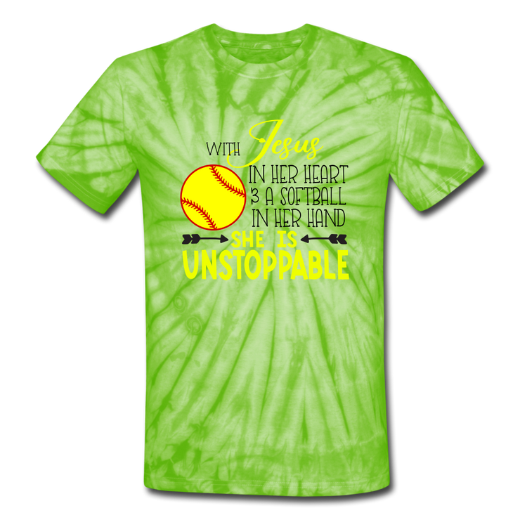 Unisex Tie Dye T-Shirt - spider lime green