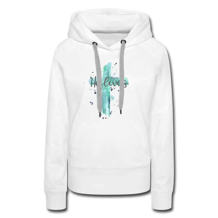 He Lives Hoodie - white