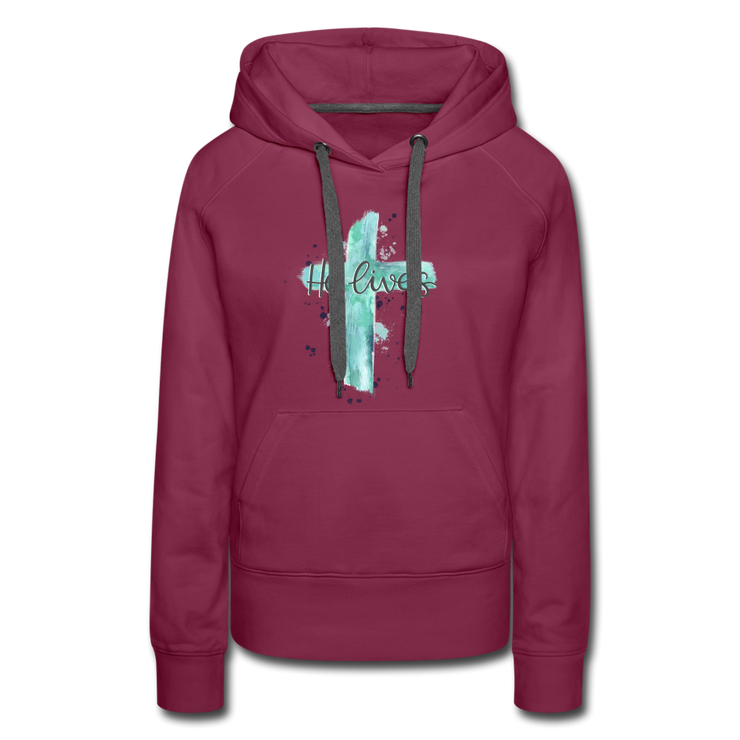 He Lives Hoodie - burgundy