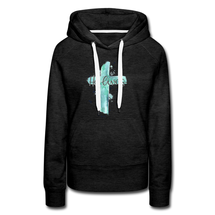 He Lives Hoodie - charcoal grey