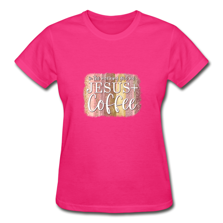 Jesus & Coffee Tee - fuchsia