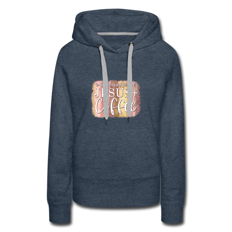 Jesus & Coffee Hoodie - heather denim