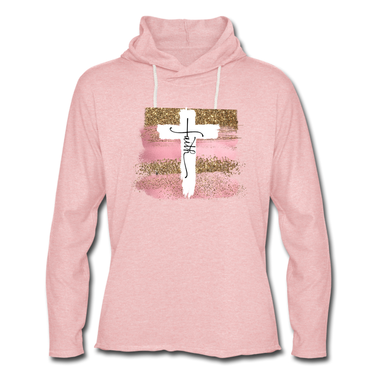 Faith Lightweight Terry Hoodie - cream heather pink