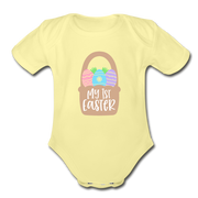 Organic Short Sleeve Baby Bodysuit - washed yellow