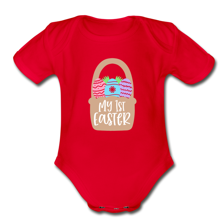 Organic Short Sleeve Baby Bodysuit - red