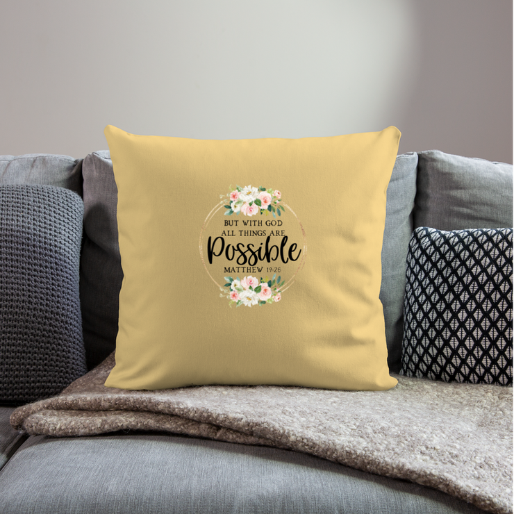 Throw Pillow Cover 18” x 18” - washed yellow