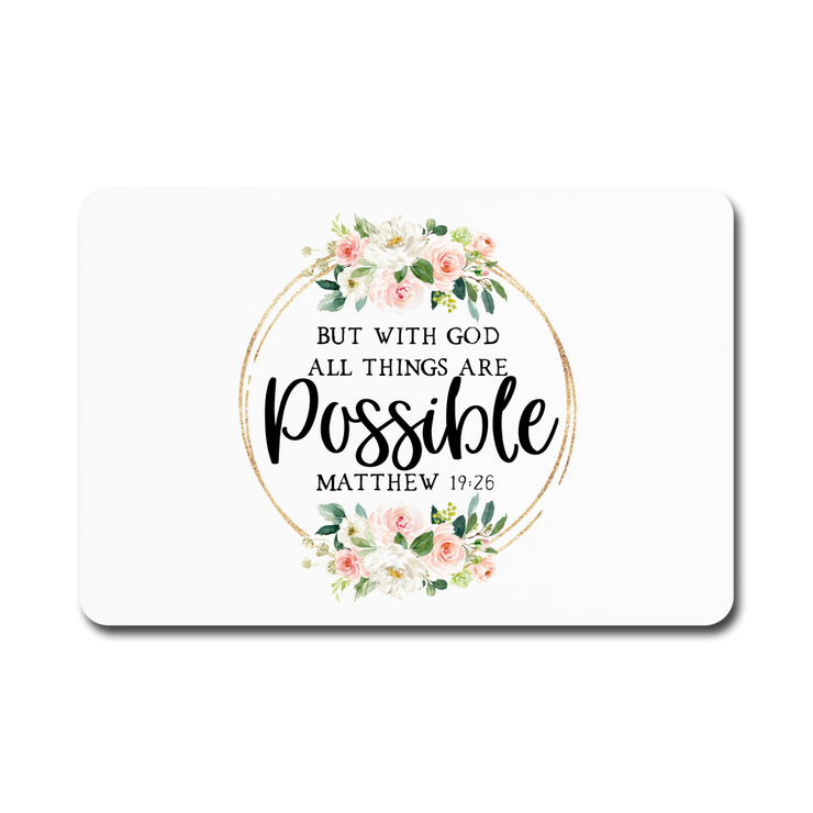 But With God All Things Are Possible Rectangle Magnet - white