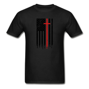American Flag Cross Mens T-Shirt - black