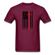 American Flag Cross Mens T-Shirt - burgundy