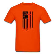 American Flag Cross Mens T-Shirt - orange