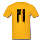 American Flag Cross Mens T-Shirt - gold