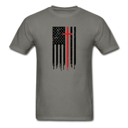 American Flag Cross Mens T-Shirt - charcoal