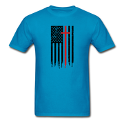 American Flag Cross Mens T-Shirt - turquoise