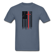American Flag Cross Mens T-Shirt - denim