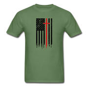American Flag Cross Mens T-Shirt - military green