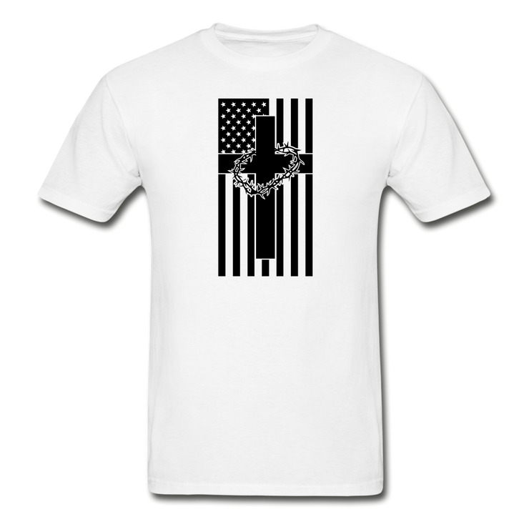 American Flag With Thorns Mens  T-Shirt - white