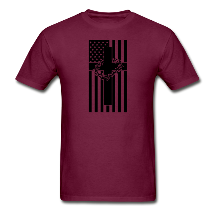 American Flag With Thorns Mens  T-Shirt - burgundy