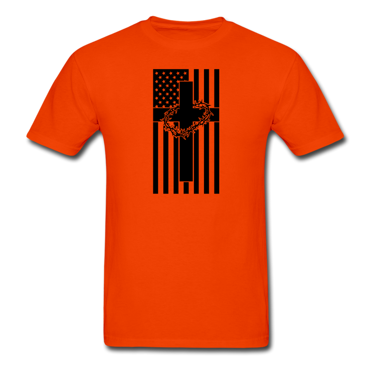 American Flag With Thorns Mens  T-Shirt - orange