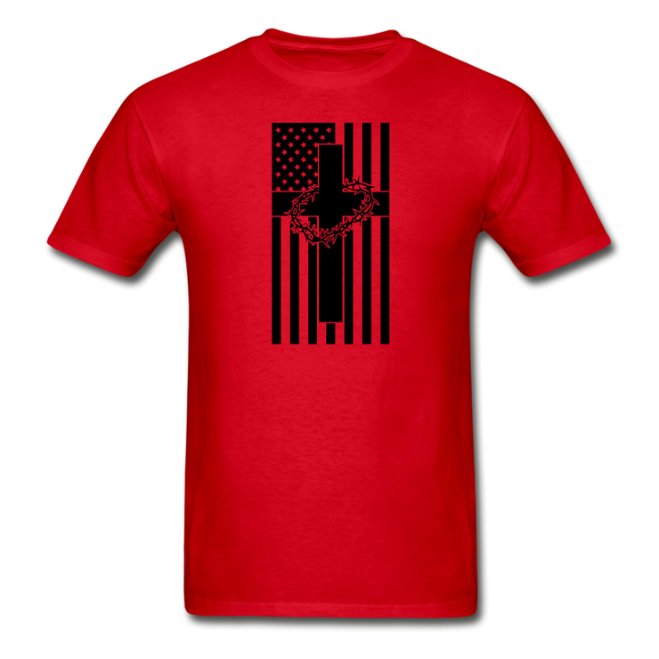 American Flag With Thorns Mens  T-Shirt - red