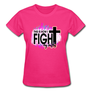 This Is How I Fight My Battles Ladies T-Shirt - fuchsia