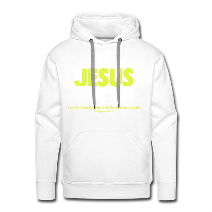 Jesus Strong Men’s Premium Hoodie - white