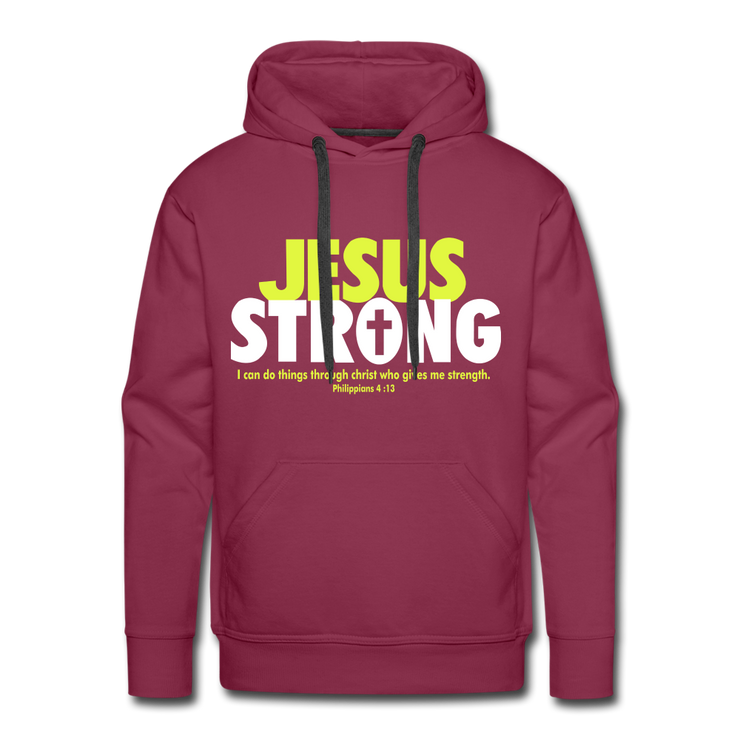 Jesus Strong Men’s Premium Hoodie - burgundy