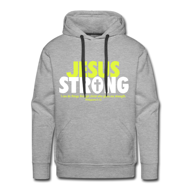 Jesus Strong Men’s Premium Hoodie - heather grey