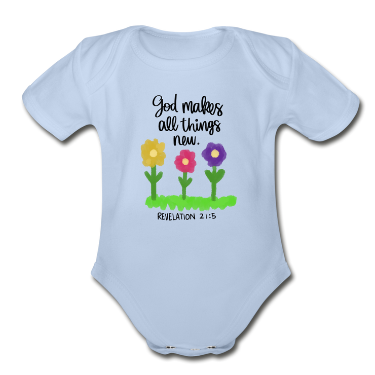 Organic Short Sleeve Baby Bodysuit - sky