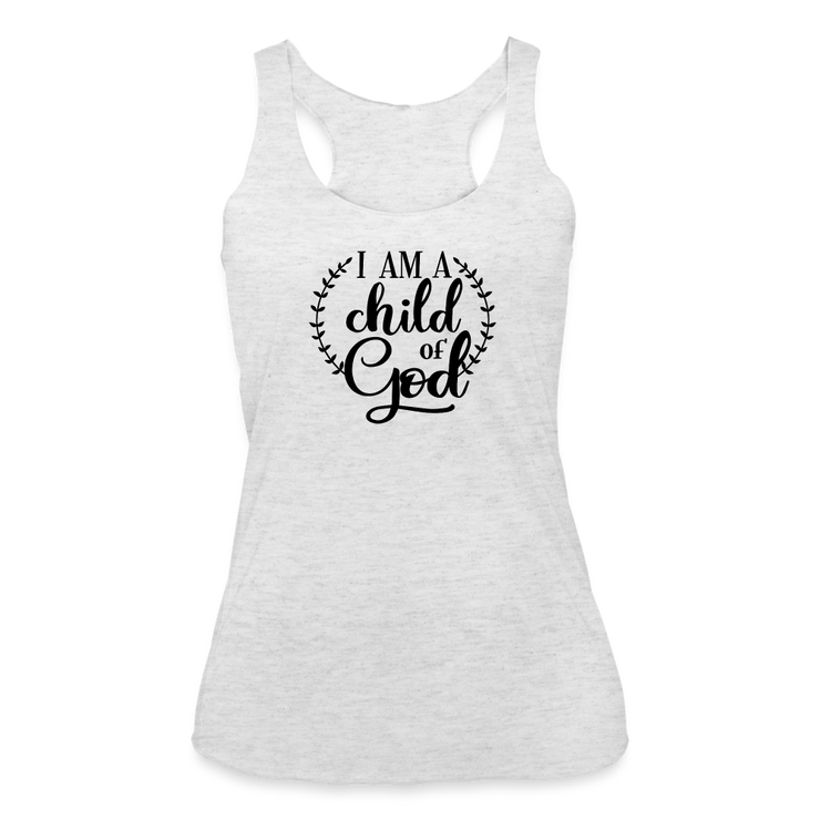 I Am A Child Of God  Racerback Tank - heather white