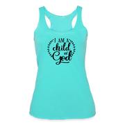 I Am A Child Of God  Racerback Tank - turquoise