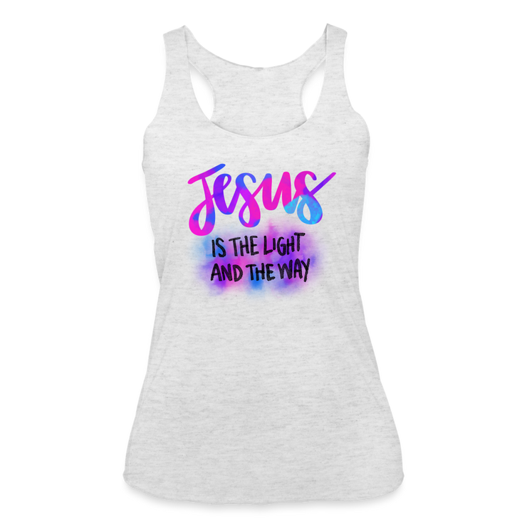 Jesus Is The Light And The Way Racerback Tank - heather white