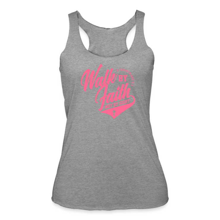 Walk By Faith Not By Sight Racerback Tank - heather grey